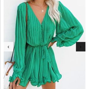 The Viera Polka Dot Pleated Romper